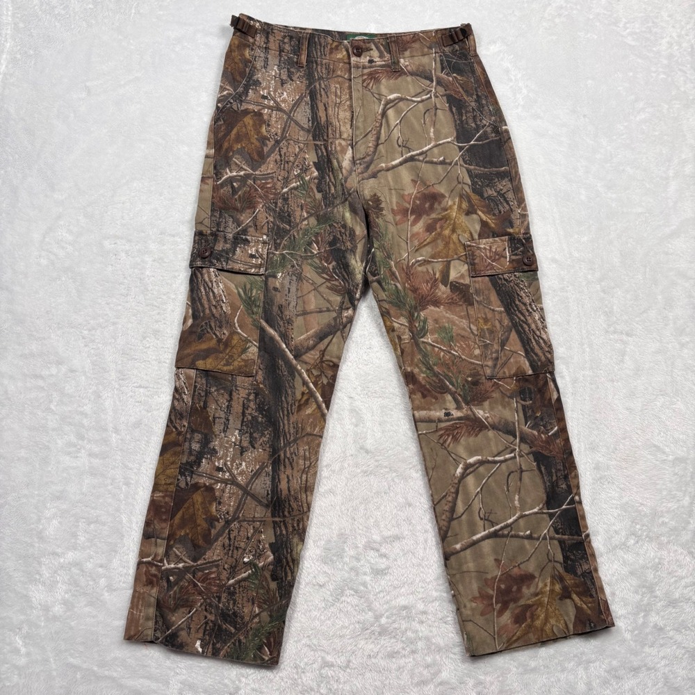 Cabela Camo Cargo Pants Men 30x 26.5 Brown Realtree AP Adjustable Waist Hunting